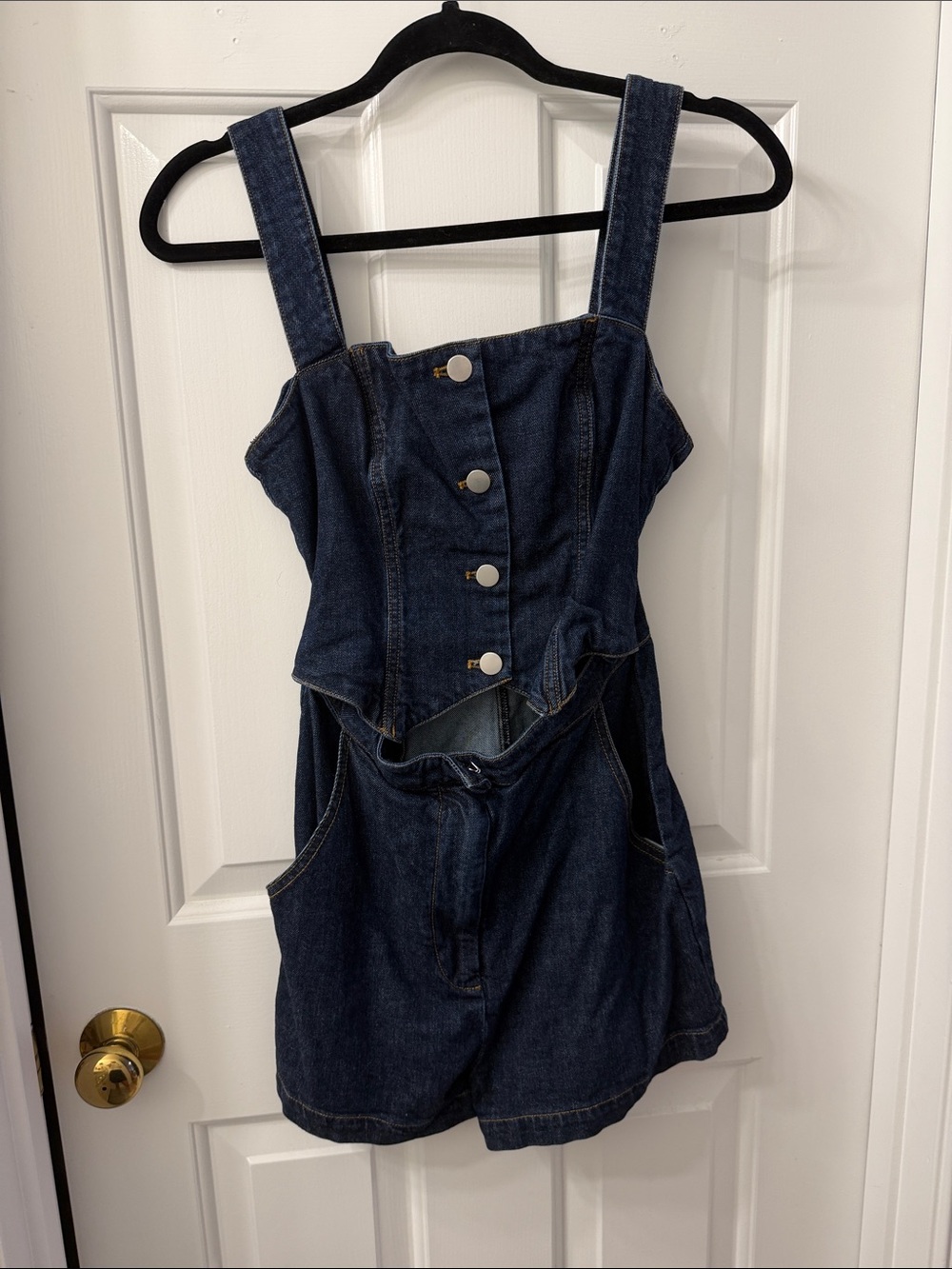 Amanda Uprichard Dark Denim Button-Front Romper